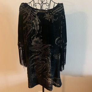 LF Cotton Club dress, crushed velvet and fringe boho